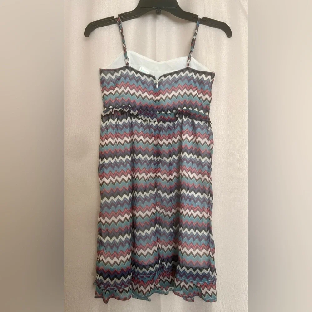 Roxy Girl Chevron Print Sundress Blue Pink Size Large